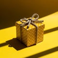 Yellow Gift Box with Rope Bow Royalty Free Stock Photo