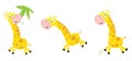Yellow giraffe in 3 poses Royalty Free Stock Photo