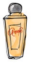 Hand drawn illustration of Yellow glass bottle fragrance perfume for women .