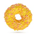 Yellow glazed donut isolated on white background