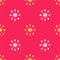 Yellow Global technology or social network icon isolated seamless pattern on red background. Vector Illustration Royalty Free Stock Photo