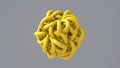 Yellow glossy abstract sphere. Gray background. 3d render