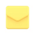 Yellow glossy envelope new message internet notification realistic 3d icon vector illustration