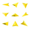 Yellow glossy navigation arrow Gps vector set. Royalty Free Stock Photo