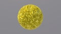 Yellow glossy textured sphere. Gray background. Abstract illustration, 3d render