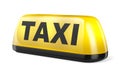 Yellow taxi sign isolated on white background