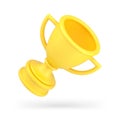 Yellow goblet trophy 3d icon. Realistic prize for successful champion Royalty Free Stock Photo