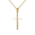 Yellow gold cross, pendant with diamonds, golden chain, isolated on white Royalty Free Stock Photo