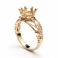 Yellow Gold Crown Ring With Diamond Accents Royalty Free Stock Photo