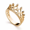 Yellow Gold Crown Ring With Diamonds - Emila Medkov Inspired