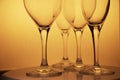 Gold drinking wine champagne luxury glasses on food dining table celebrate and party background Royalty Free Stock Photo