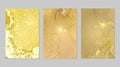 Set of backgrounds for banner, poster design with yellow and golden marble pattern Royalty Free Stock Photo