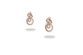 Yellow gold precious earrings with big diamonds on white background.