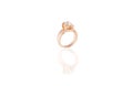 Yellow Gold precious ring female with big diamonds on white isolated background.