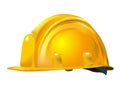 Yellow or gold Realistic working hard hat, construction helmet isolated on white background. Little rotated logo, icon. Vector Royalty Free Stock Photo