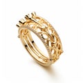 Yellow Gold Diamond Band With Scrollwork - Tangled Nest Style