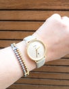 Yellow gold wrist watch