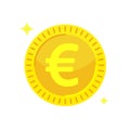Yellow golden euro coin. Casino jackpot win symbol. Money vector element. Royalty Free Stock Photo