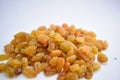 Yellow golden raisins isolated on white background Close-Up Stock Photography Image Royalty Free Stock Photo