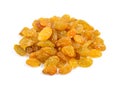 Yellow golden raisins  on white background Royalty Free Stock Photo