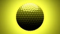Yellow golf ball isolated on yellow background.