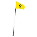 Yellow golf flag with number nine Royalty Free Stock Photo