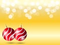 Yellow Gradient background with white bokeh light. Christmas background with Red ribbon ball decoration and shadow Royalty Free Stock Photo