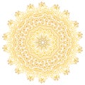 Yellow gradient mandala ornament. Vector isolated ethnic decoration