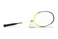 Yellow Graphite Badminton Racket and Shuttlecock Isolated on White Royalty Free Stock Photo