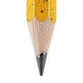 Yellow graphite pencil tip with black speckles, sharp point, isolated on white background Royalty Free Stock Photo
