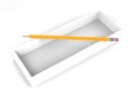 Yellow graphite pencil on top of the empty box Royalty Free Stock Photo