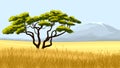 Yellow grass and African acacia.