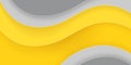 Yellow and gray 3D background in paper style. Abstract layered banner. Backdrop with different wavy shapes. Vector illustration.