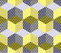 Yellow and gray geometry hexagon seamless fabric