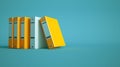 Yellow and gray ring binders on a blue background Royalty Free Stock Photo