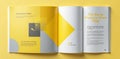 Yellow and Gray Square Brochure Layout with a geometric shape in the center, layout, gray, brochure Royalty Free Stock Photo