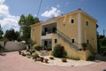 Yellow greek villa, accomodation and appartments for tourists, Kefalonia, Greece Royalty Free Stock Photo