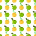 Yellow green apples pattern. Idea for damask, paper, covers, templates, celebrations, summer holidays, natural fruit themes.