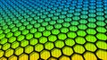 Yellow green background with hexagonal pattern, interesting saturated colors 3D honeycomb background Royalty Free Stock Photo