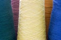 Yellow and green background threads and yarns