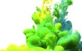 Yellow-green-blue fantastic abstract background. Stylish modern background. Watercolor ink in water Royalty Free Stock Photo