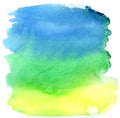 Yellow, green and blue watercolor brush strokes Royalty Free Stock Photo