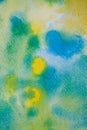 Yellow, green and blue watercolor brush strokes. Background for design. Colorful hand painted watercolor background. Royalty Free Stock Photo