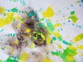Yellow green blurred wax, green burnt pastel abstract background in gold hues Royalty Free Stock Photo
