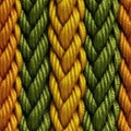 Yellow Green Brown Pattern Of Ropes Close Up Very Detailed Tile Seamless Background. Generative AI Royalty Free Stock Photo