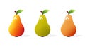 yellow green and brown pear set isolated on white background Royalty Free Stock Photo