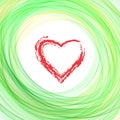 yellow-green circle. Red heart. abstract vector background. eps 10 Royalty Free Stock Photo