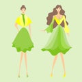 Yellow green dress for twins girl