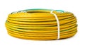 Yellow And Green Electrical Wire Roll On White Background Royalty Free Stock Photo