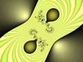 Yellow green gray fractal fantasy shapes contrasts lights, sparkling petals, fractal, abstract background Royalty Free Stock Photo